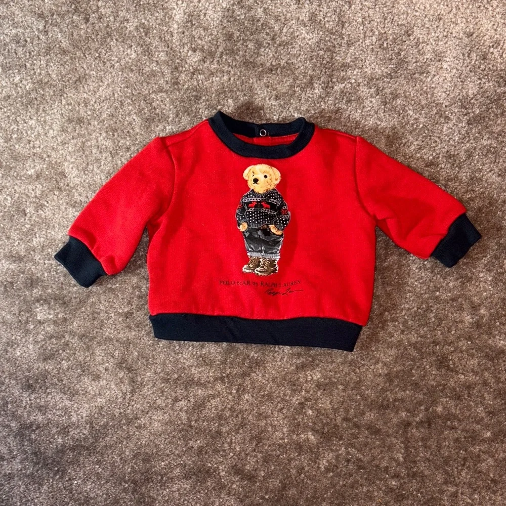 Ralph Lauren Polo Bear newborn infant unisex sweatshirt - Picture 2 of 6